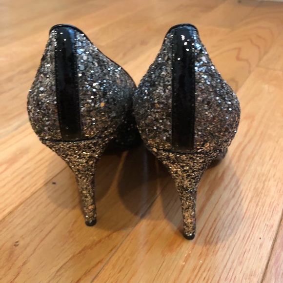 Jcrew sz7.5 dark gray pewter glitter heels - Picture 4 of 5